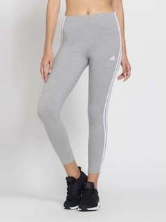 Women's Grey Cotton Striped Sports Tights