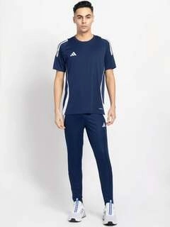 Men's Blue Slim Fit Striped Sports Trackpants