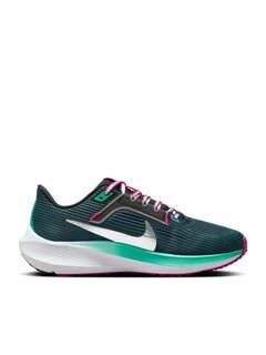 Women's W Air Zoom Pegasus 40 Deep Jungle, Black, White & Metallic Silver Running Shoes