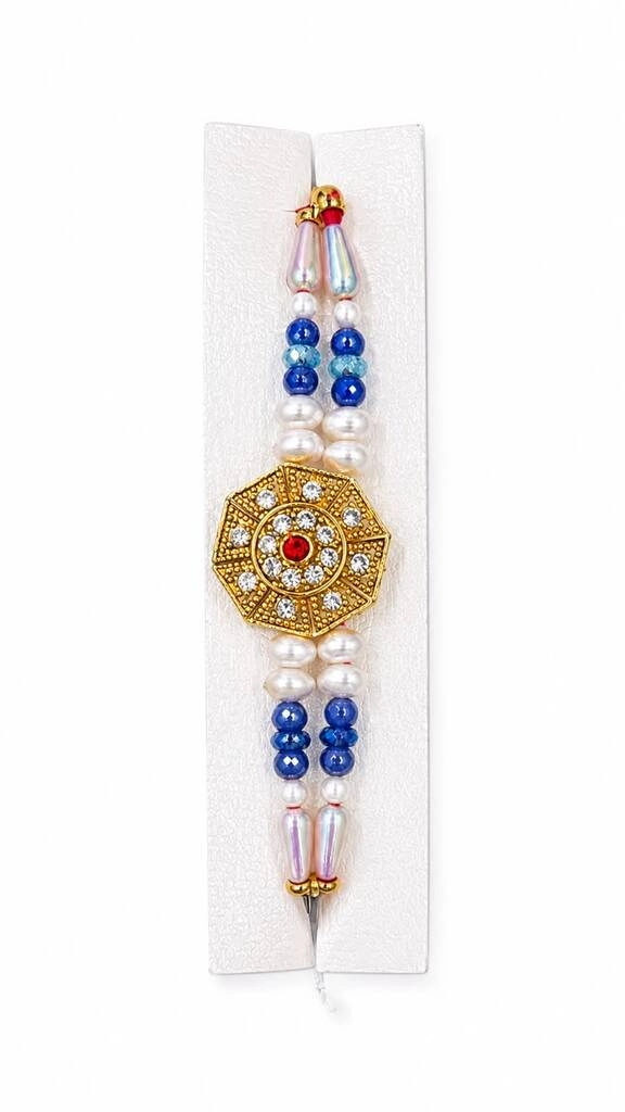 Golden Floral Pearl Rakhi (1 piece)