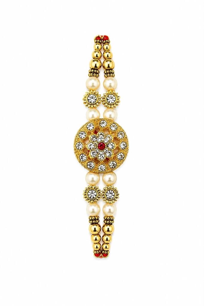 Classic Golden Beaded Rakhi (1 piece)