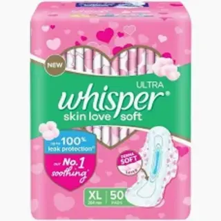 whisper ultra skin love soft xl 50 pads