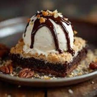 truffle brownie with ice cream