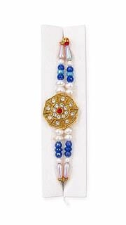 Golden Floral Pearl Rakhi (1 piece)