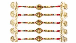 Royal Red Beaded Traditional Rakhi (5 pieces)