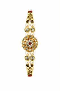 Classic Golden Beaded Rakhi (1 piece)