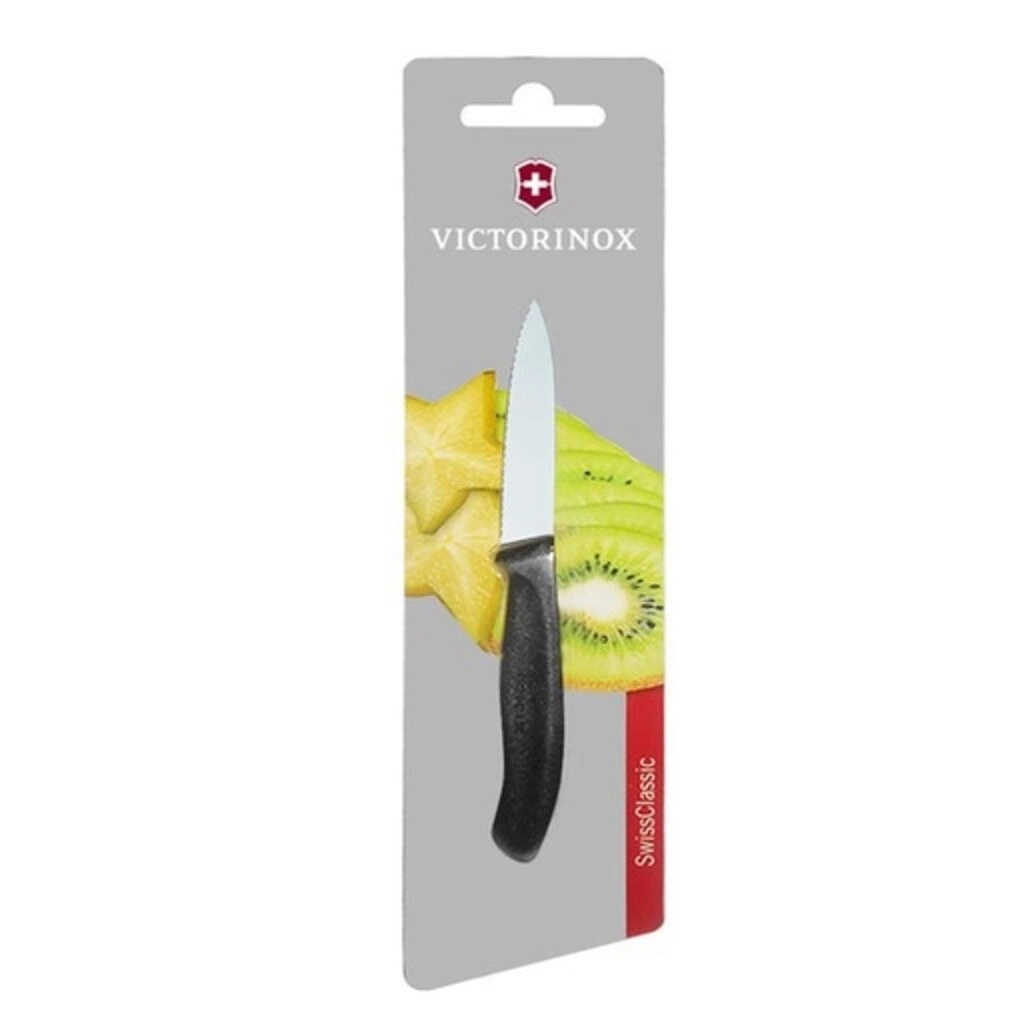 Victorinox Knife Wavy Edge Pointed Tip Black 6.7633