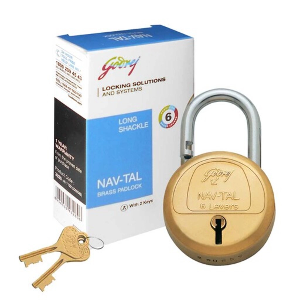 Godrej Navtal Lock 6 Levers 2 Key Long Shakle 3280