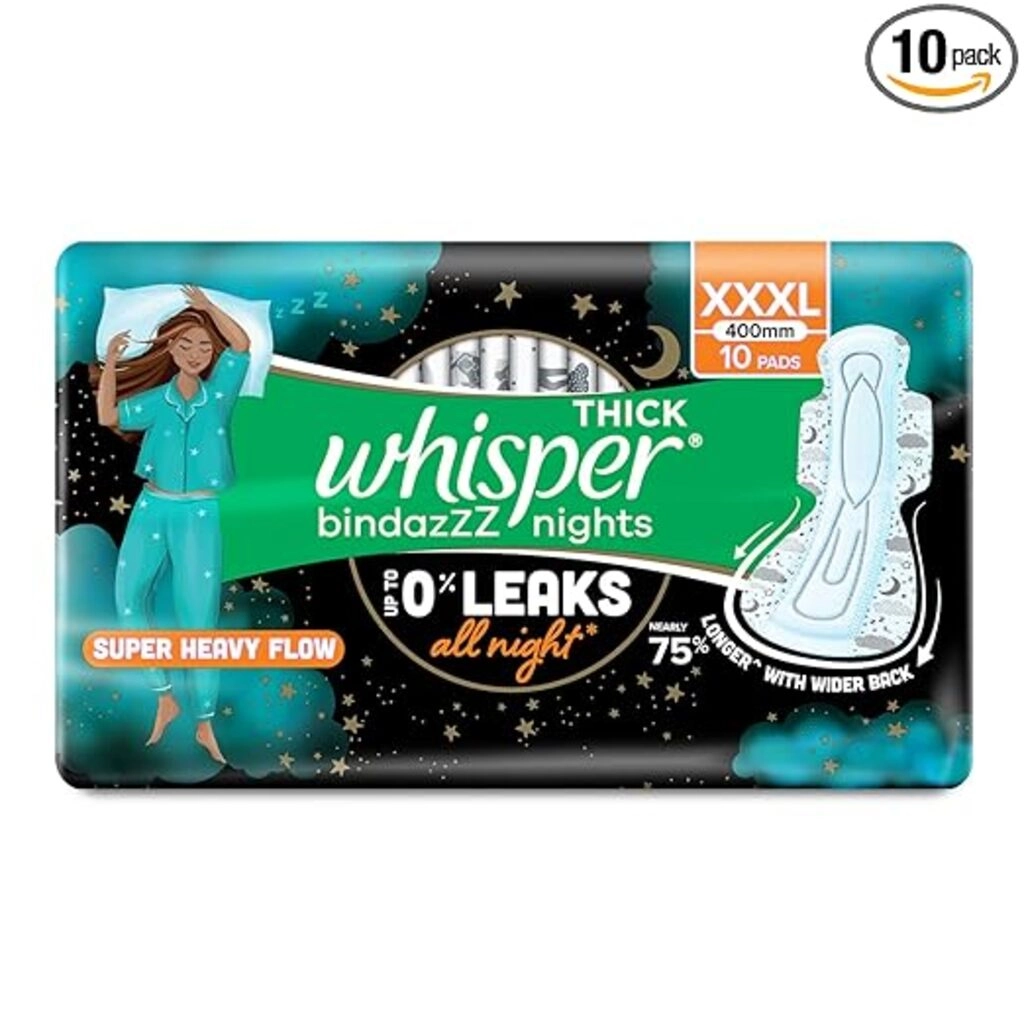 Whisper Bindazzz Night Sanitary Thick Pads XXXL