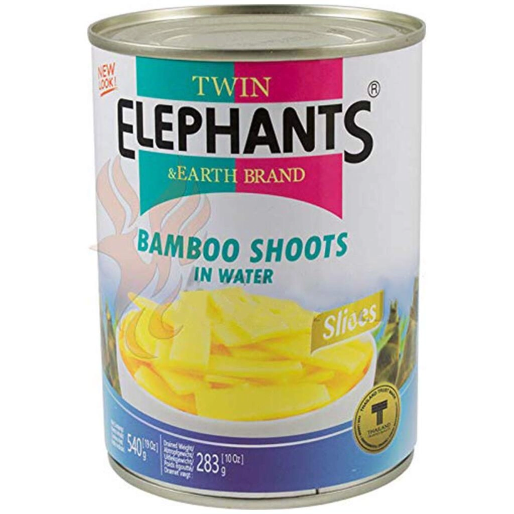  Twin Elephants and Earth Brand Bamboo Shoots in Water