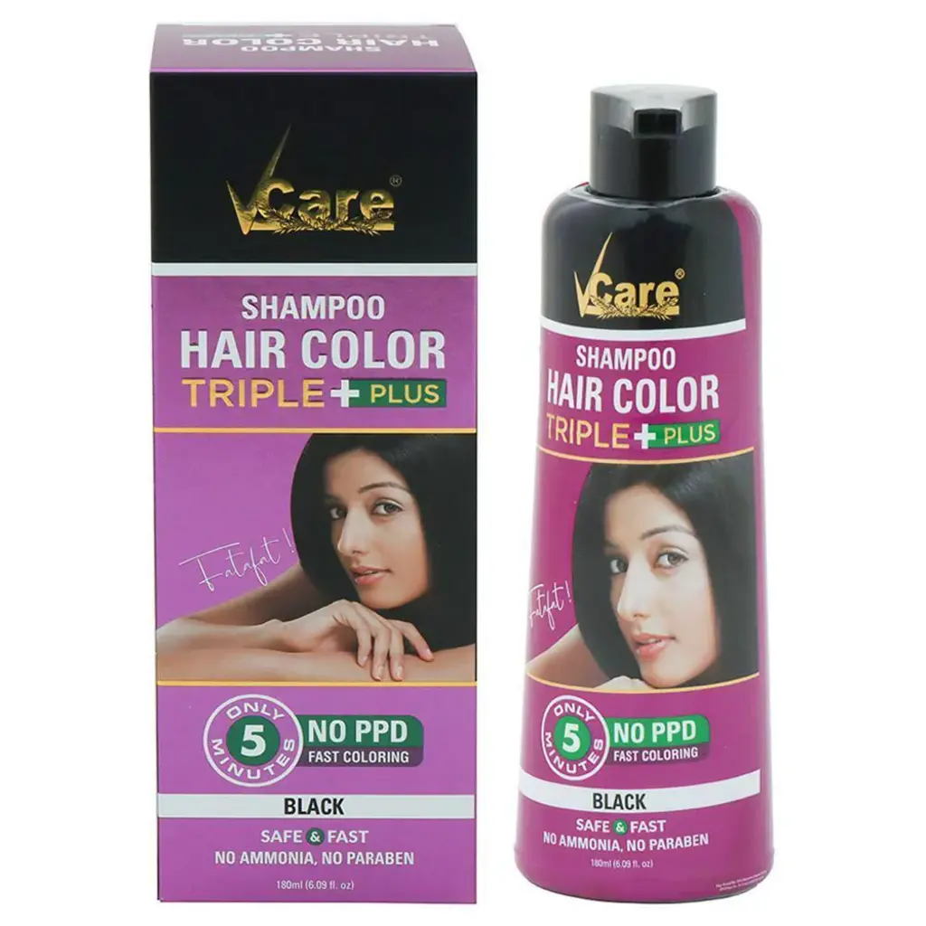 Vcare Shampoo Hair Color Triple Plus Black