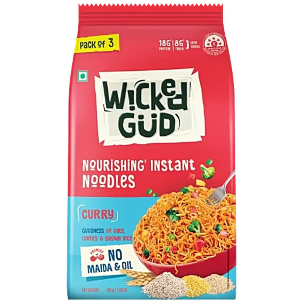 WickedGud Curry Nourishing Instant Noodles With Seasoning Mix