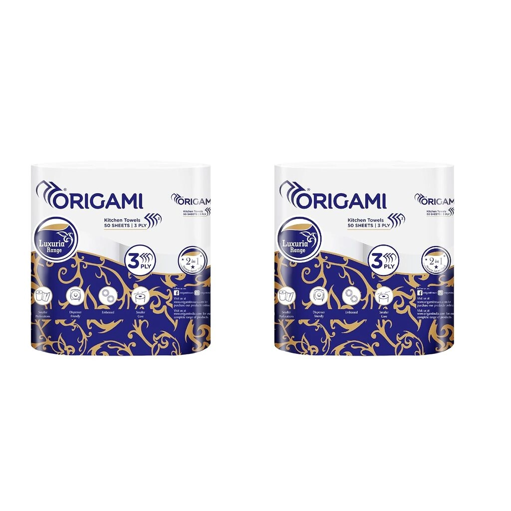 Origami Luxuria Kitchen Tissues -3 Ply | Pack of 2 | 50 Pulls Each