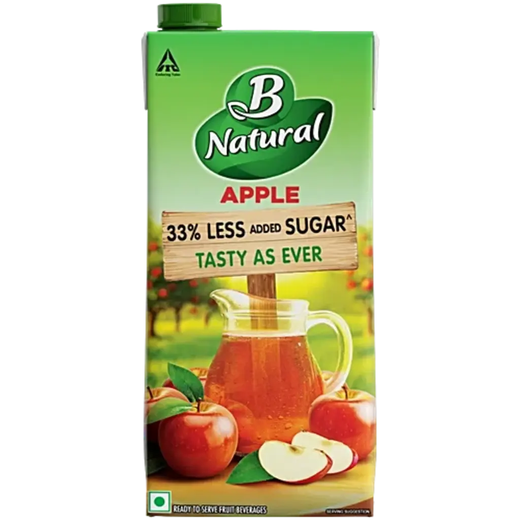 B Natural Apple Beverage 33% Less Added Sugar