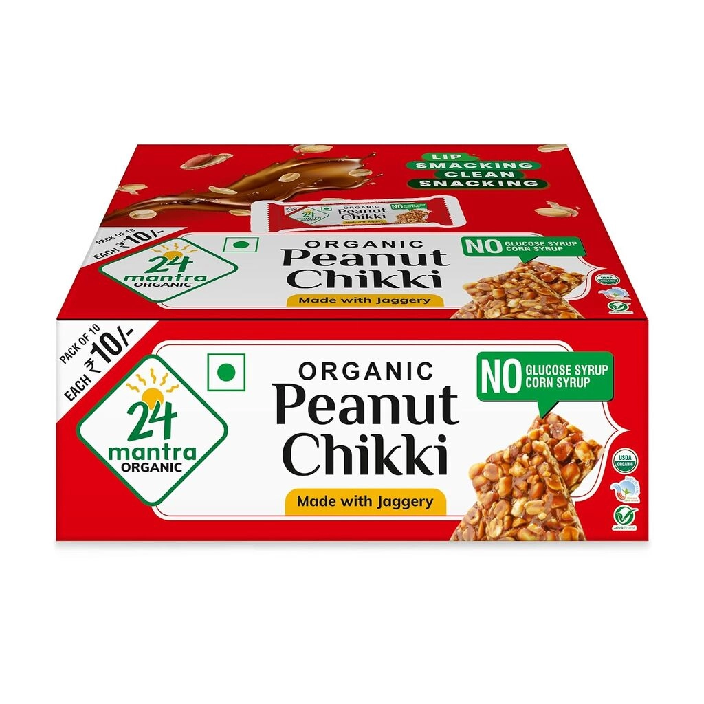 24 Mantra Organic Chikki Peanut 10 X 16G Pack