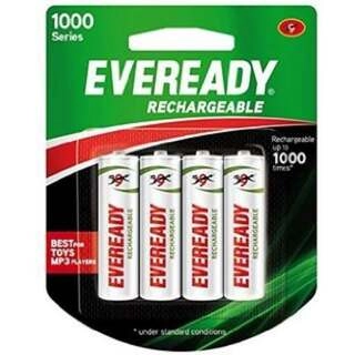 Eveready Battery Rechargeable 1000 Series AA BP4 700mAh