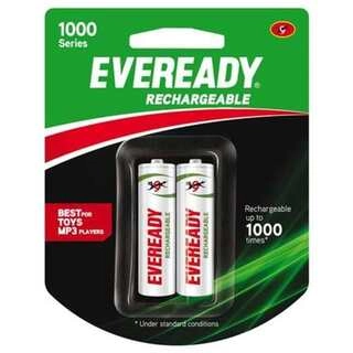 Eveready Battery Rechargeable 1000 Series AA BP2 700mAh