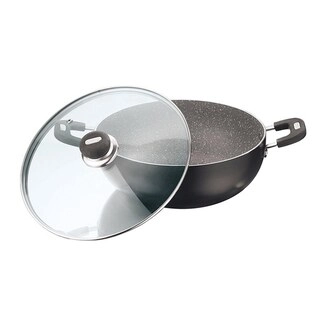 Vinod Non Stick Zest Marbilo Deep Kadai With Lid ZMDK