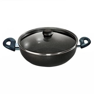 Butterfly Non Stick Granza Kadai Flat Base With Glass Lid