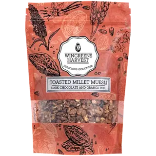Wingreens Harvest Toasted Millet Muesli - Dark Chocolate & Orange Peel