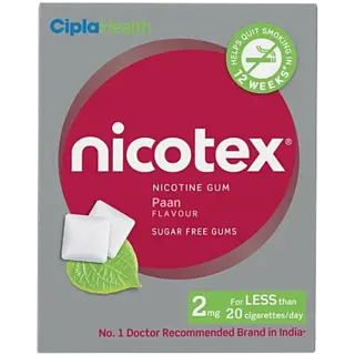 Nicotex Nicotine Chewing Gum - Paan Flavour, Sugar Free, Helps Quit Smoking