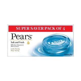 Pears Soap Soft & Fresh Glycerin Mint Extracts X 4