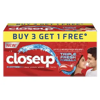 Closeup Everfresh+ Red Hot Triple Fresh Formula Gel Toothpaste 150 g (Buy 3 Get 1 Free)