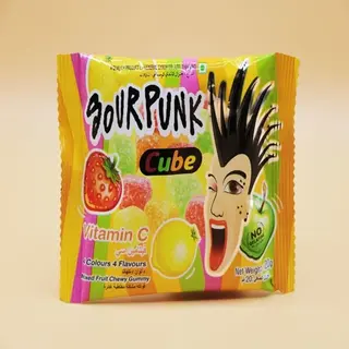 Sour Punk Mixed Fruit Chewy Gummy Cube