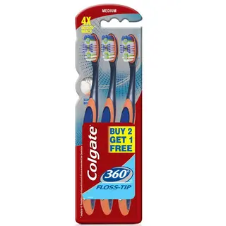 COLGATE 360 Degree Floss Tip (Medium) Toothbrush (Buy 2 Get 1 Free)
