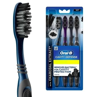 Oral-B Cavity Defense Charcoal Medium Bristle toothbrush Pack of 4
