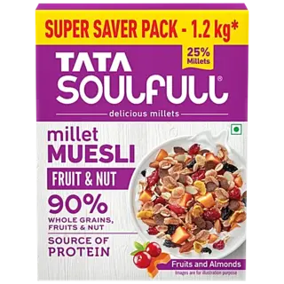 Tata Soulfull Millet Muesli Breakfast Cereal With 90% Fruits & Nut Wholegrains