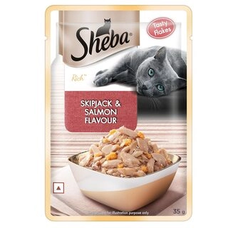  Sheba Rich Premium Adult Wet Cat Food, Skipjack & Salmon Flavour,