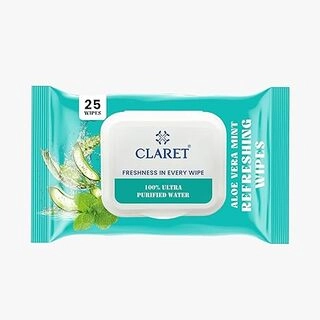Claret Wet Wipes Aloe Vera Mint