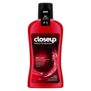 Closeup Red Hot Mouthwash