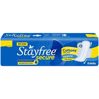 Stayfree Sanitary Pads Secure Cottony Regular With Wings