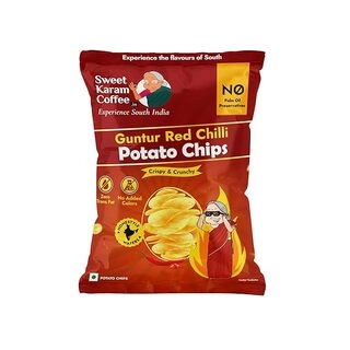 Sweet Karam Coffee Potato Chips Guntur Red Chilli Flavor