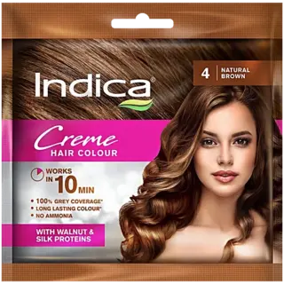 Indica Creme Hair Colour Natural Brown 4