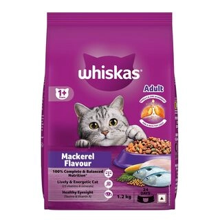 Whiskas Adult 1 Plus Years Dry Cat Food Mackerel Flavour