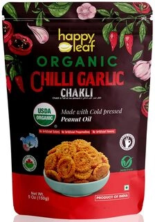 Happy Leaf Snacks Organic Chilli Garlic Chekli