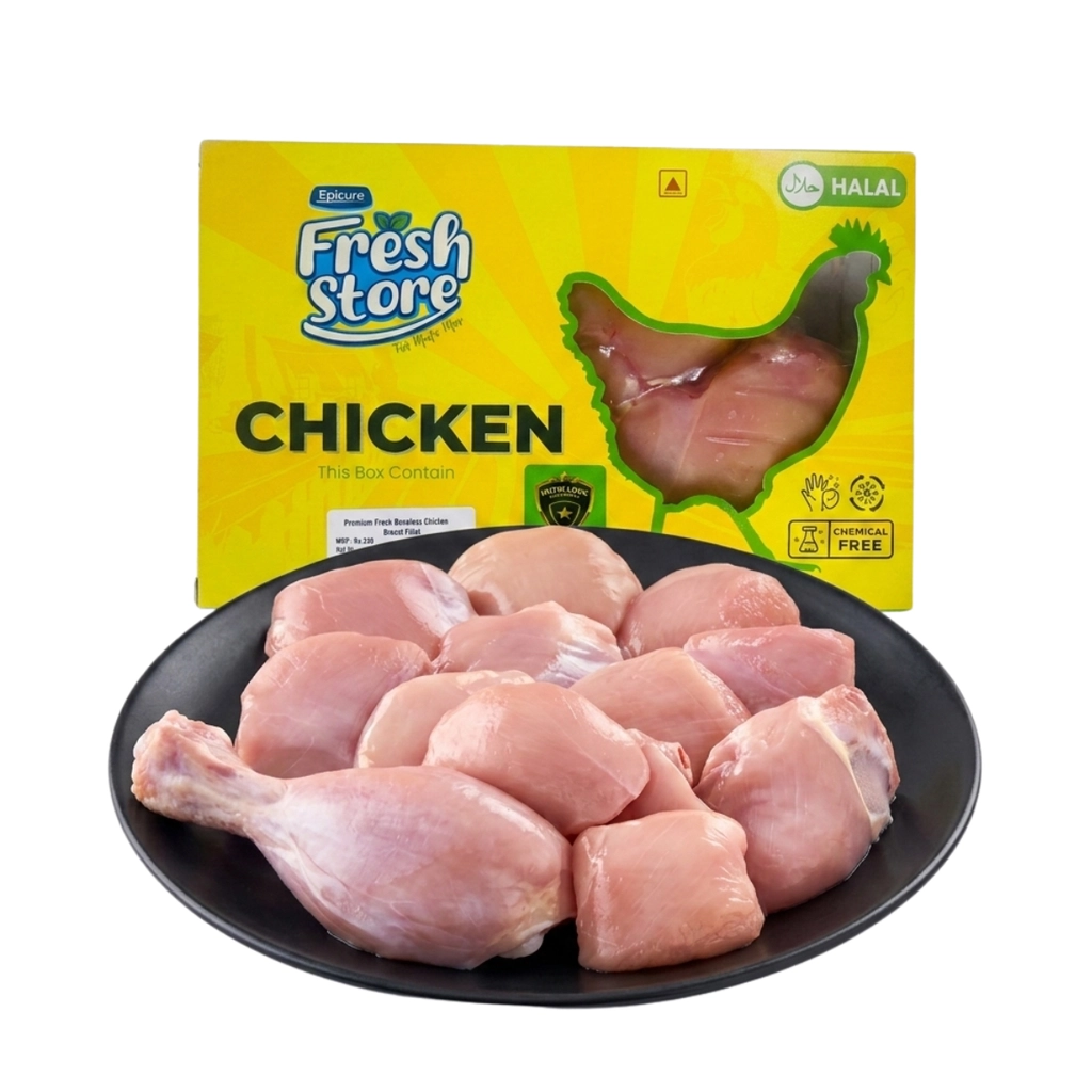 CHICKEN CURRY CUT WITH OUT SKIN 500g