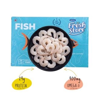 FRESH WHITE PRAWNS / NAARAN CHEMMEEN - PEELED & UNDEVEINED (60- 80+/KG) 300g