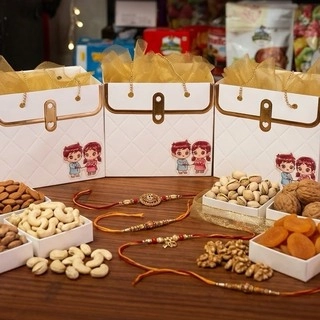 Premium Kaju & Badam Rakhi Gift Hamper (380g)
