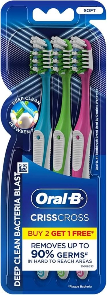 ORAL-B CRIS CROSS 3 N 2+1 DEEP CLEAN BACTERIA BLAST SOFT TOOTH BRUSH