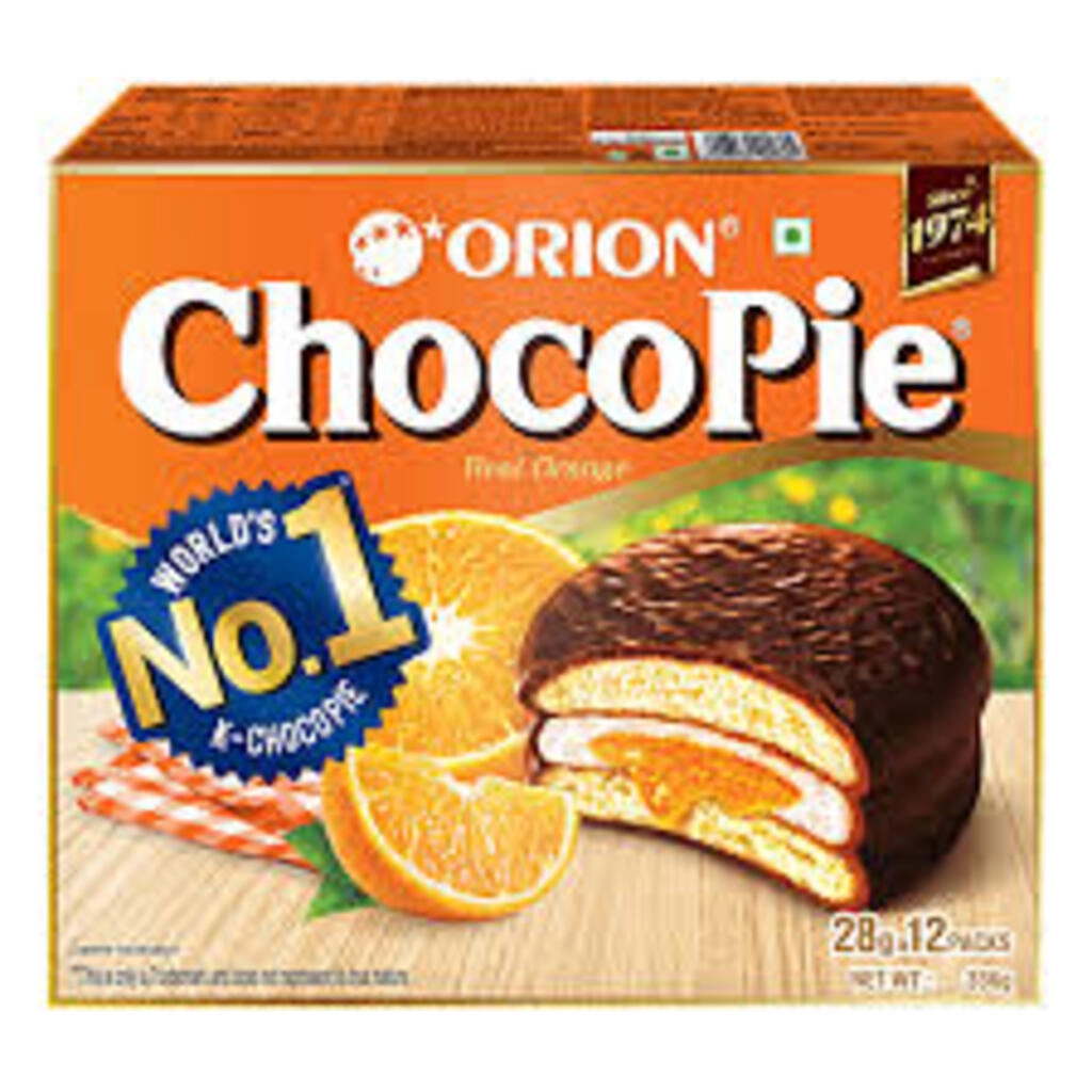 ORION CHOCO PIE REAL ORANGE 18 PACKS X 28 G