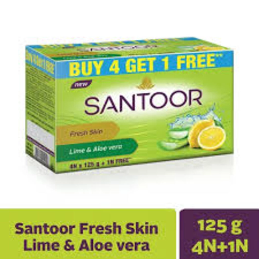 SANTOOR FRESH SKIN LIME, ALOE VERA & MENTHOL 5 X 100 G