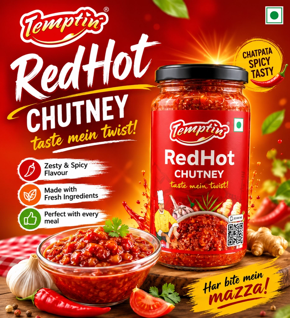 TEMPTIN RED HOT CHUTNEY 240 G
