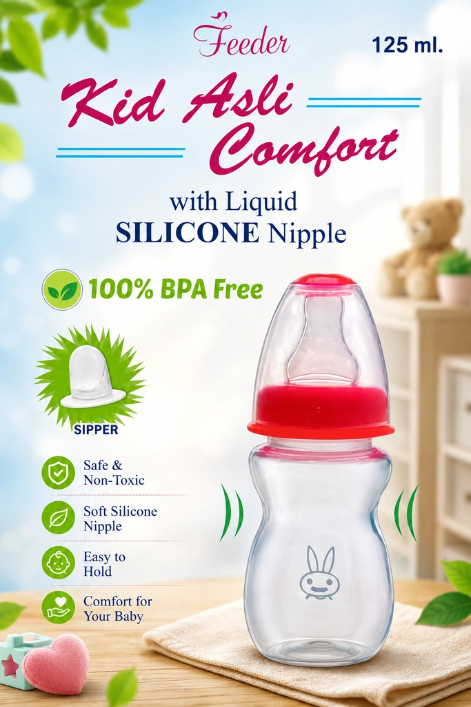 BONNE POLYPROPYLENE FEEDER KID ASLI COMFORT WITH LIQUID SILICONE NIPPLE 125 ML