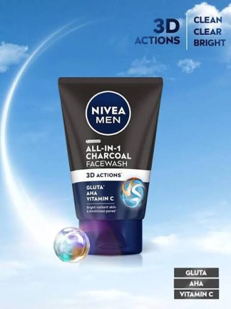 NIVEA MEN ALL IN 1 CHARCOAL FACEWASH 3D ACTION GLUTA AHA VITAMIN C 100 G