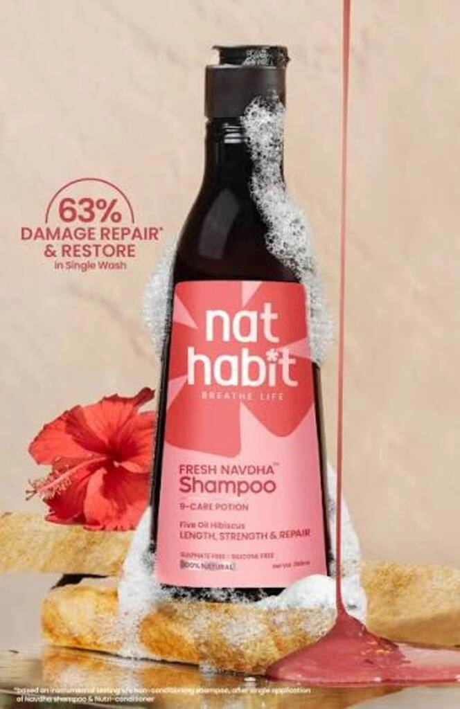 NAT HABIT FRESH NAVDHA SHAMPOO FIVE OIL HIBISCUS LENGTH, STRENGTH & REPAIR 125 ML