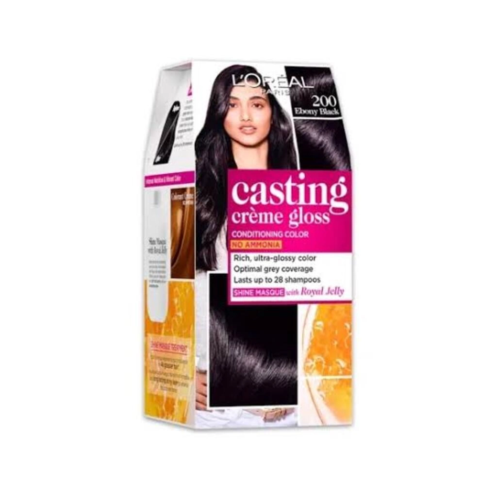 L'OREAL PARIS CASTING CREME GLOOS CONDITIONING COLOR EBONY BLACK 200- 87.5 G + 72 ML